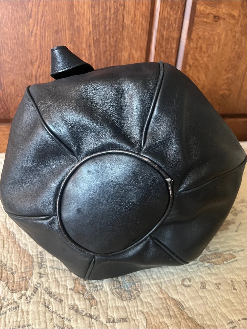 Vintage PIBRA Black Soft Leather Drawstring Bag